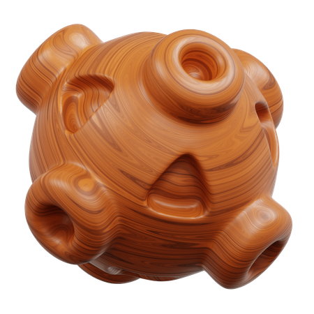 Spherical Wooden Object With Textured Protrusions  3D Icon