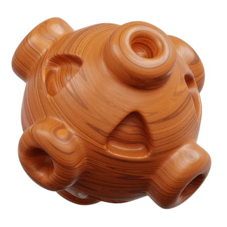 Spherical Wooden Object With Textured Protrusions  3D Icon