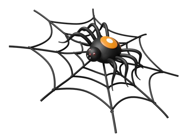 3 D Halloween Holiday Party With Spider And Spider Web Isolated 3D Icon