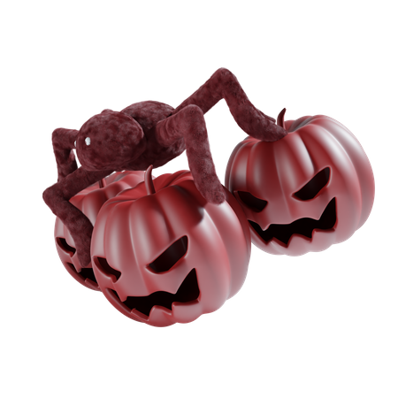 Spider On Pumpkin  3D Icon