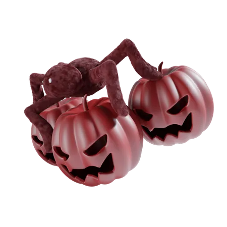 Spider On Pumpkin  3D Icon