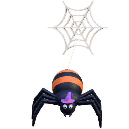 Spider Wearing Witch Hat 3D Icon