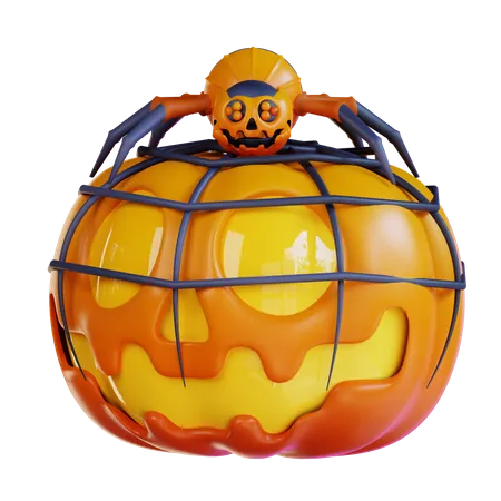 Spider With Pumpkin  3D Icon