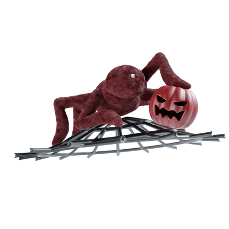 Spider With Pumpkin  3D Icon