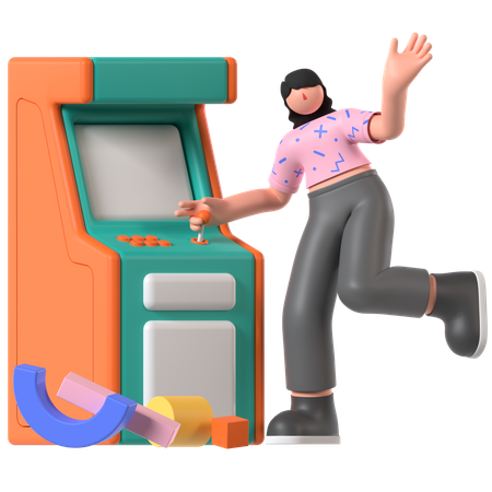 Spiel auf Arcade spielen  3D Illustration