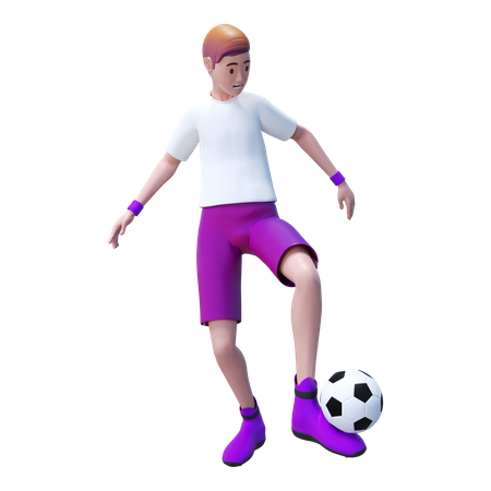 Mit Fußball spielen  3D Illustration