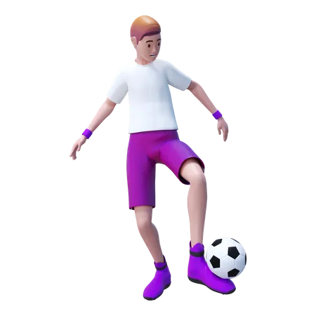 Mit Fußball spielen  3D Illustration