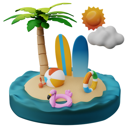 Spielen an Sommertagen  3D Illustration