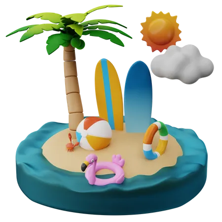 Spielen an Sommertagen  3D Illustration