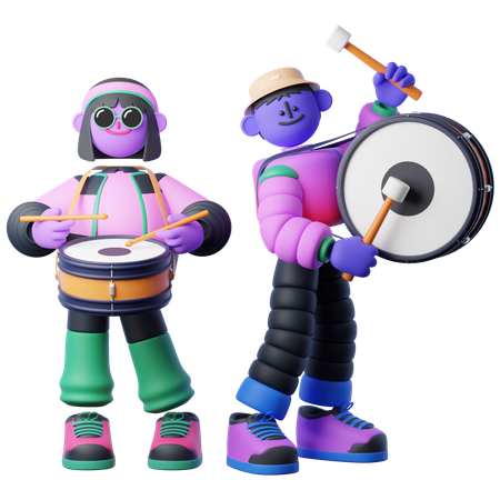 Spielende Drumband  3D Illustration