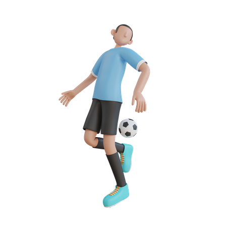 Spieler, der mit Fußball spielt  3D Illustration