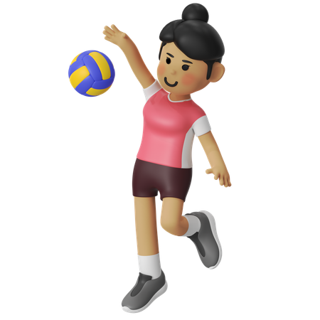 Spike Volley Player Girl  3D Illustration