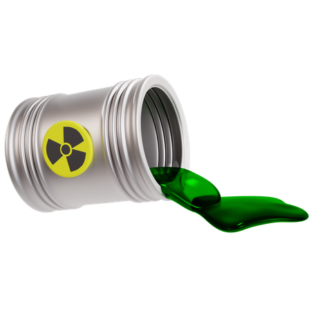 Spilled Toxic Radioactive Waste From Container  3D Icon