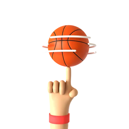 Faire tourner le geste de la main du basket-ball  3D Illustration