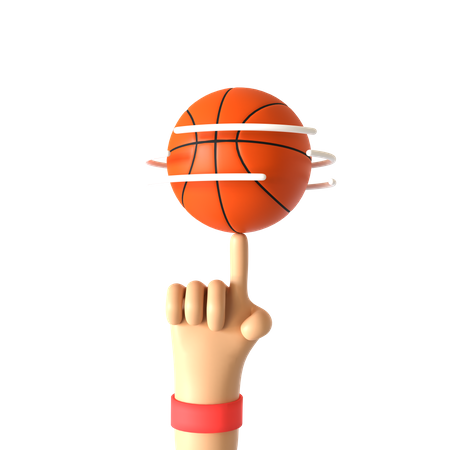 Spin Basketball Hand Gesture 3D Illustration