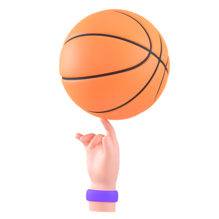 Spinning Basketball On Hand  3D Icon