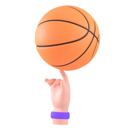 Spinning Basketball On Hand  3D Icon