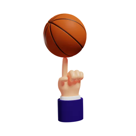 Spinning basketball on one finger 3D Illustration