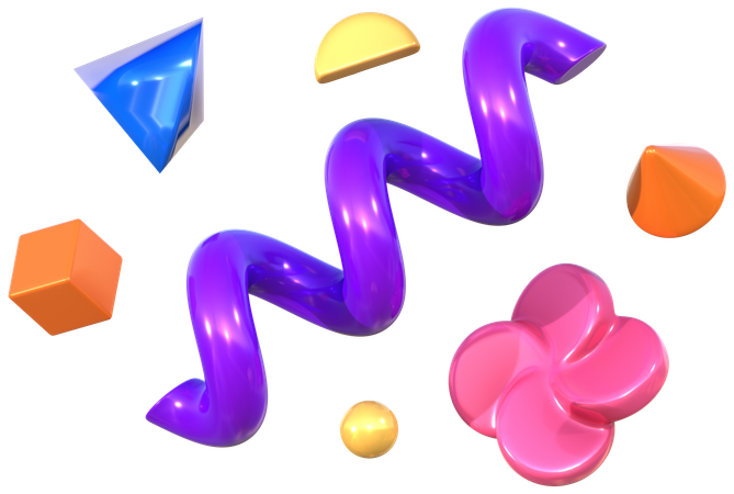 Spiral And Objects Geometric Harmony Abstract Shapes  3D Icon