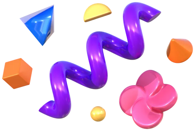 Spiral And Objects Geometric Harmony Abstract Shapes  3D Icon