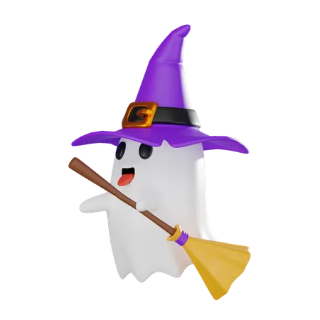 Spirit with broom  3D Icon