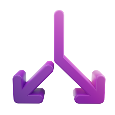 Split Down Arrow  3D Icon