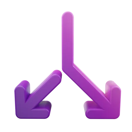 Split Down Arrow  3D Icon