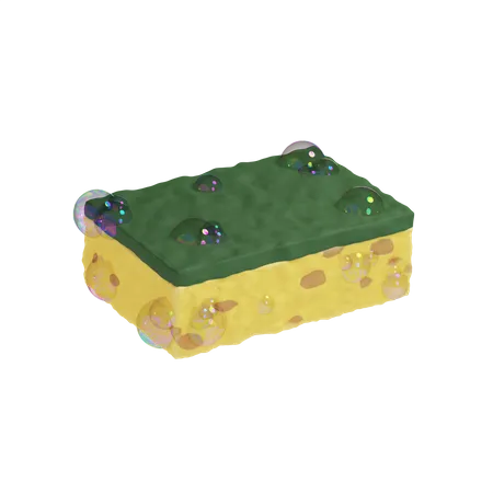 Sponge With Bubbles 3 D Illustration In Transparent Background 3D Icon