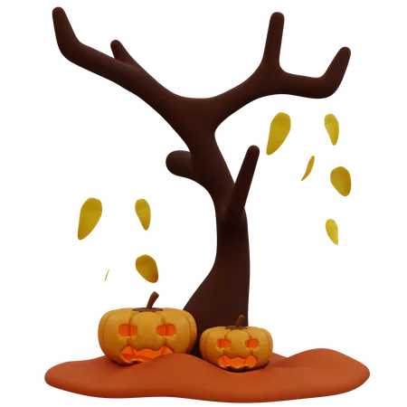 Spooky Halloween Night with Enchanted Tree  3D Icon