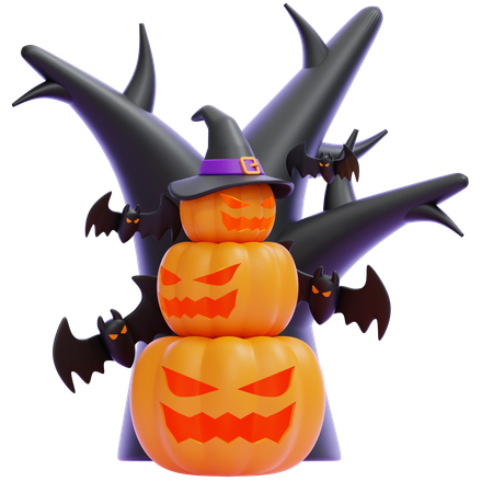 Spooky Tree With Pumpkin  3D Icon