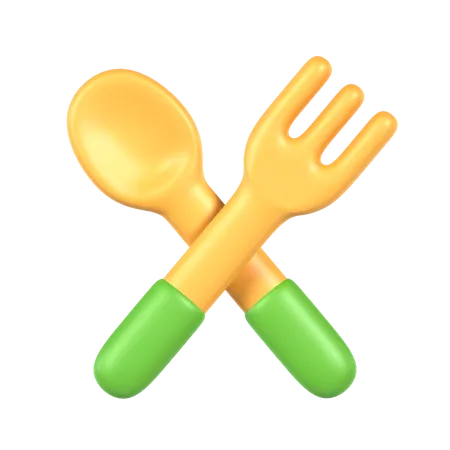 3 D Spoon And Fork Ramadan Kareem Icon 3D Icon