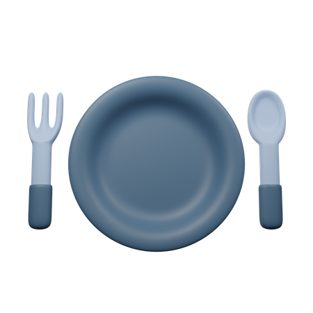Spoon Fork And Plate  3D Icon