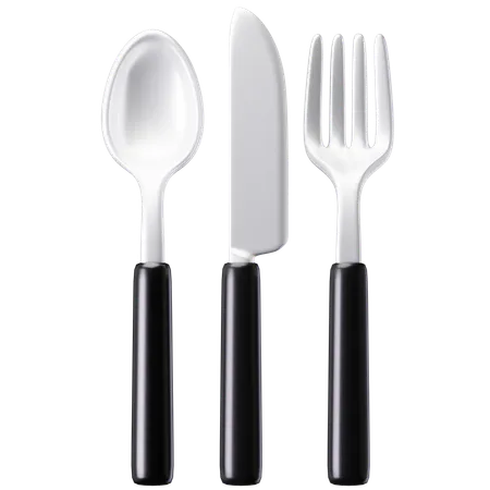 Spoon Fork Knife 3 D Illustration 3D Icon