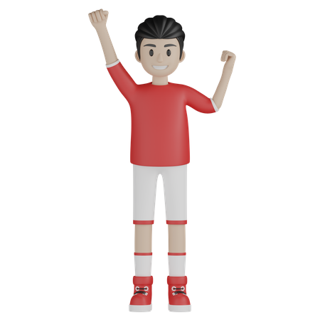 Sport boy celebrate success  3D Illustration