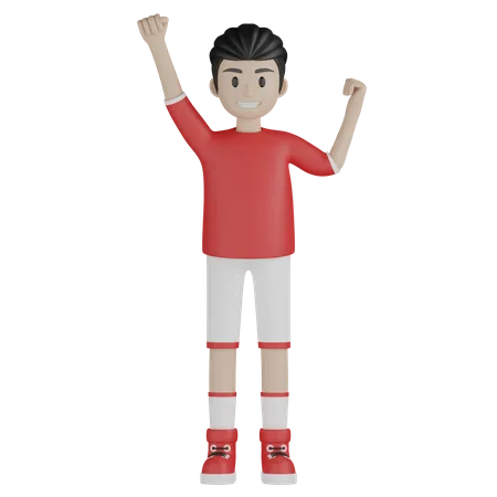 Sport boy celebrate success  3D Illustration