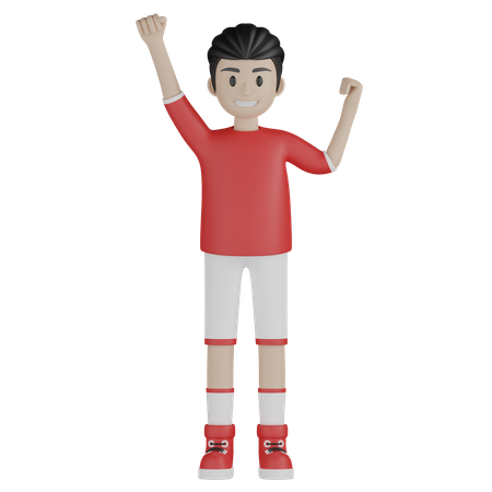 Sport boy celebrate success 3D Illustration