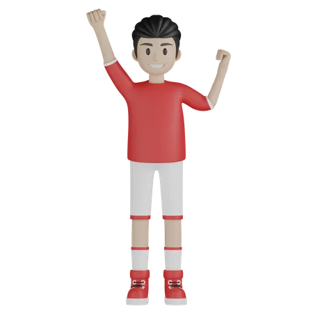 Sport boy celebrate success 3D Illustration