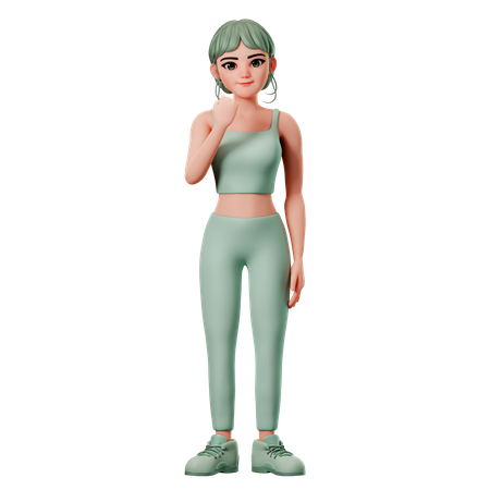 Sport Girl montrant le poing en utilisant la main gauche  3D Illustration