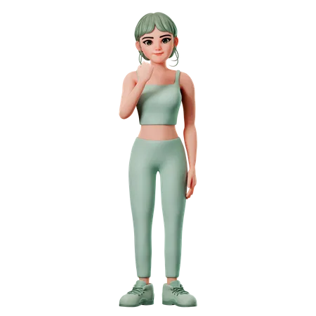 Sport Girl montrant le poing en utilisant la main gauche  3D Illustration