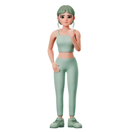 Sport Girl Showing Fist Using Right Hand  3D Illustration
