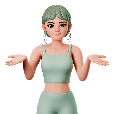 Sport Girl Showing Shrugging Pose  3D Illustration