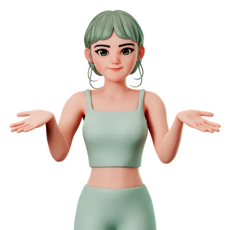 Sport Girl Showing Shrugging Pose  3D Illustration