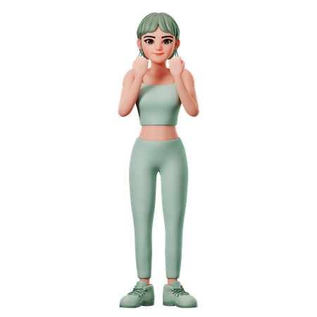 Sport Girl With Happy Gesture  3D Illustration