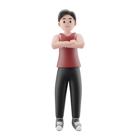 Sport homme debout en toute confiance  3D Illustration