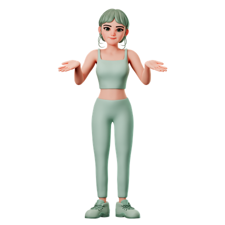Sportliches Mädchen zeigt schüttelnde Pose  3D Illustration