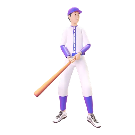 Sport man playing baseball 3D Illustration