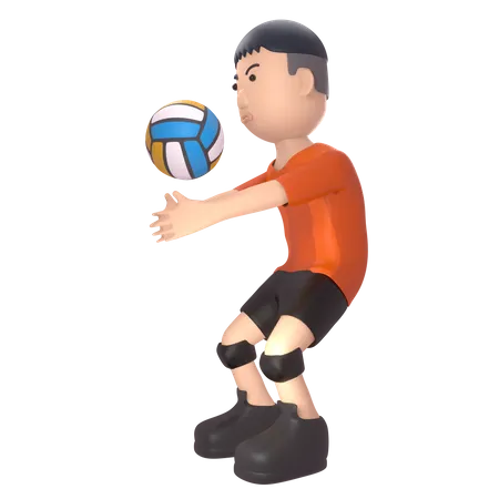 Sportif jouant au volley-ball  3D Illustration