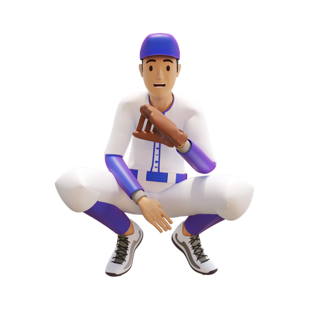 Sportler macht Baseball-Haltestelle  3D Illustration