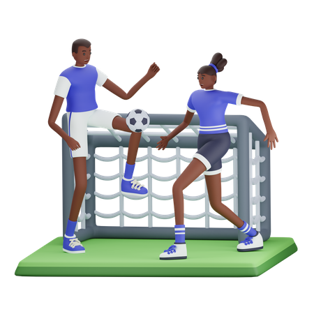 Sportler beim Fußballspielen  3D Illustration