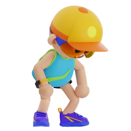 Sports Boy Feeling Tired  3D Icon